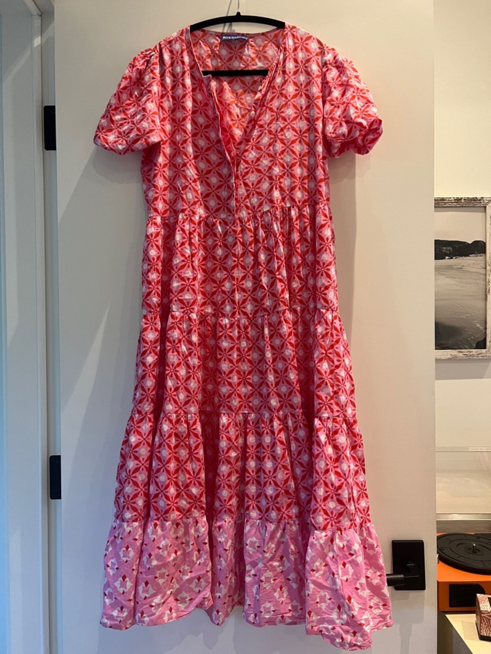 Ro’s Garden Pink And Red Print Maxi Dress 100% Cotton Size M